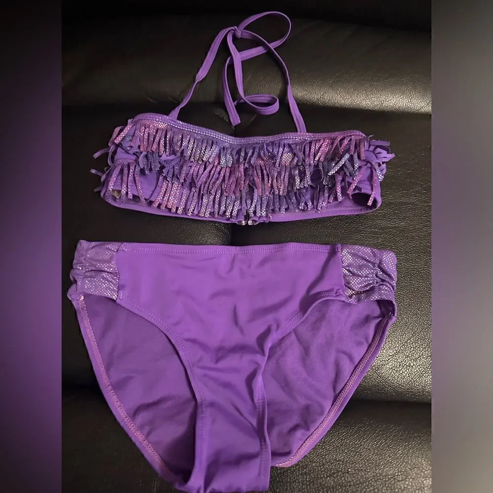 Kids Purple Tassels Bikini